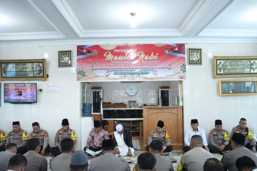 Bertema Pilkada Aman dan Sukses, Polres Inhu Gelar Peringatan Maulid Nabi