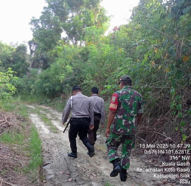 Patroli Gabungan Koramil 04/Perawang dan Masyarakat, Babinsa Imbau Warga Kuala Gasib Tingkatkan Kewaspadaan Karhutla