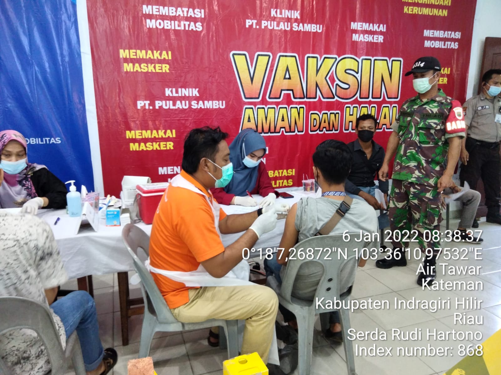 Serda R Hartono Pantau kegiatan Vaksinasi di Klinik PT.Pulau Sambu