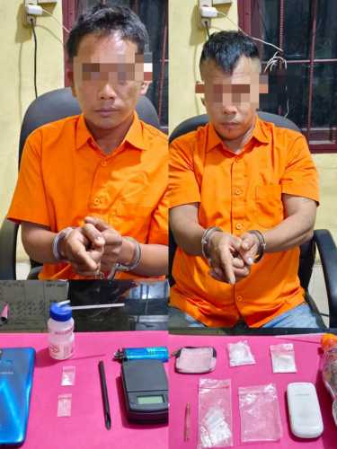 Dua Pelaku Narkoba Ditangkap di Desa Tarai Bangun Oleh Polsek Tambang