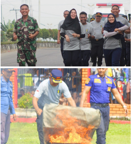 Petugas Lapas Pasir Pengaraian Diberi Materi Penguatan Fisik Dan Pemadaman Api