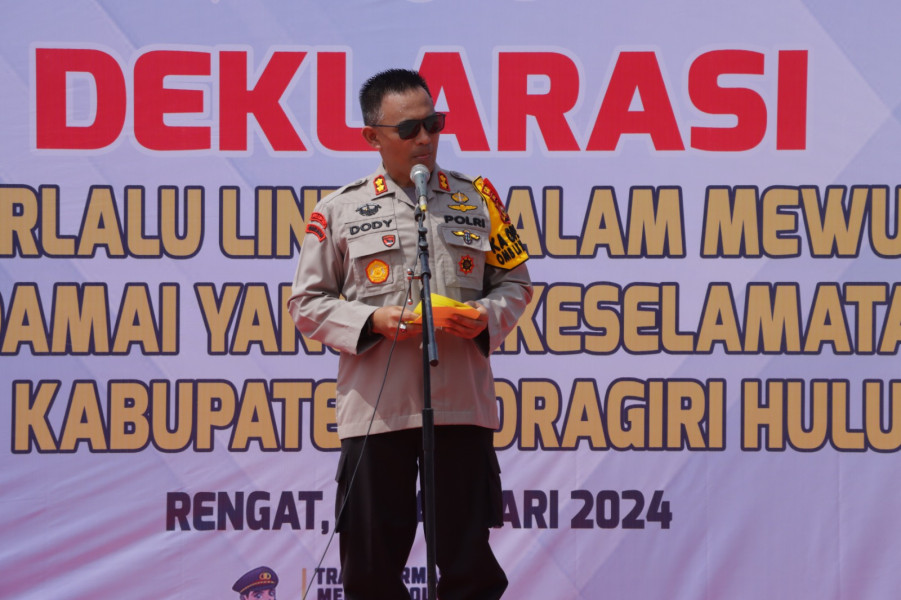 Deklarasi Tertib Berlalu Lintas Pemilu Damai 2024 di Polres Inhu Khidmat