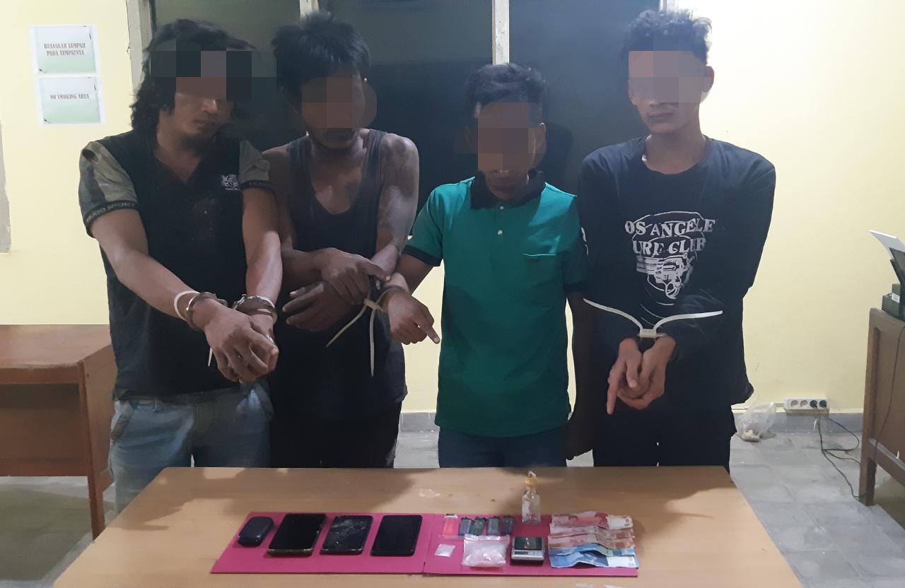 Polsek Kampar Kiri Kembali Tangkap 4 Pelaku Narkoba di Desa Kuntu Darussalam