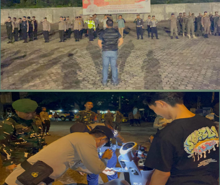 Patroli Blue Light Skala Besar: Polres Rokan Hulu Gelar Operasi Gabungan