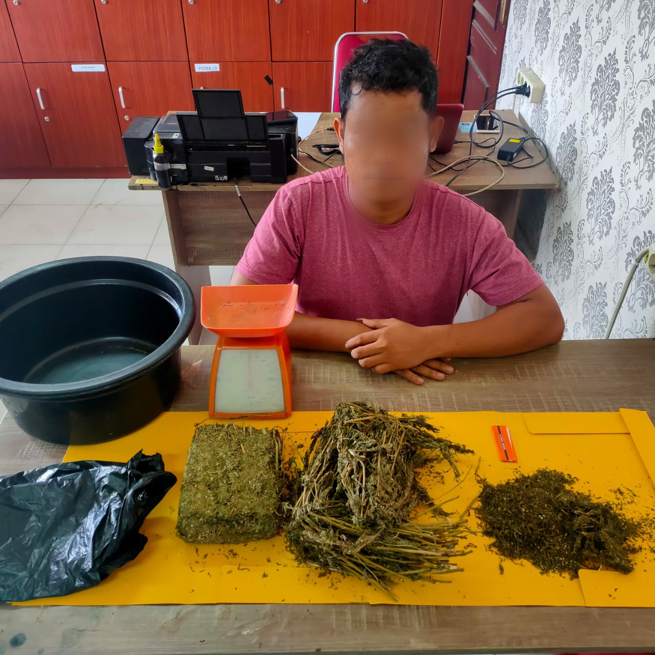 Pria Pengedar Narkotika Jenis Daun Ganja Kering Berhasil Ditangkap Polisi di Sei Apit