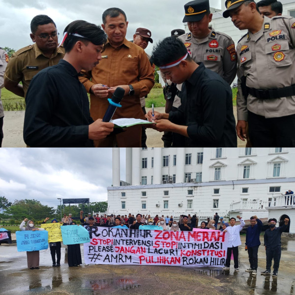 Puluhan Mahasiswa Gelar Aksi di Kantor Dinas Lingkungan Hidup dan Kantor Bupati Rokan Hilir, Terkait Netralitas dan Aturan