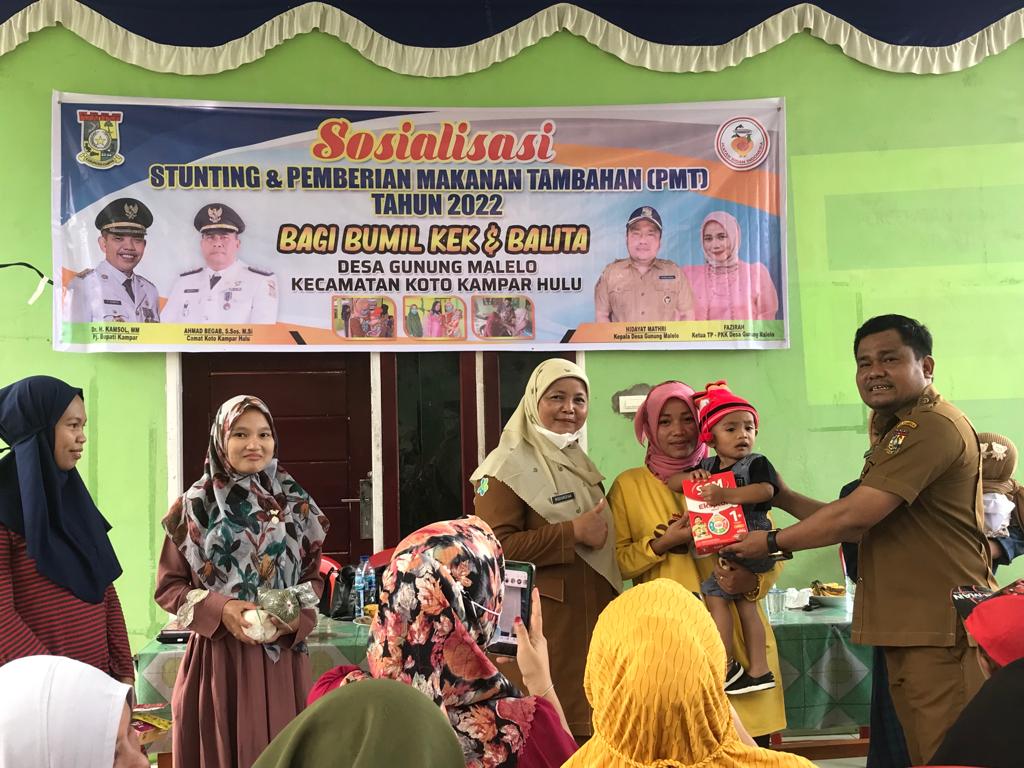 Pemdes Gunung Melelo Gelar Sosialisasi Stunting Dan Memberikan Makanan Tambahan Ke Ibu Hamil Dan Balita