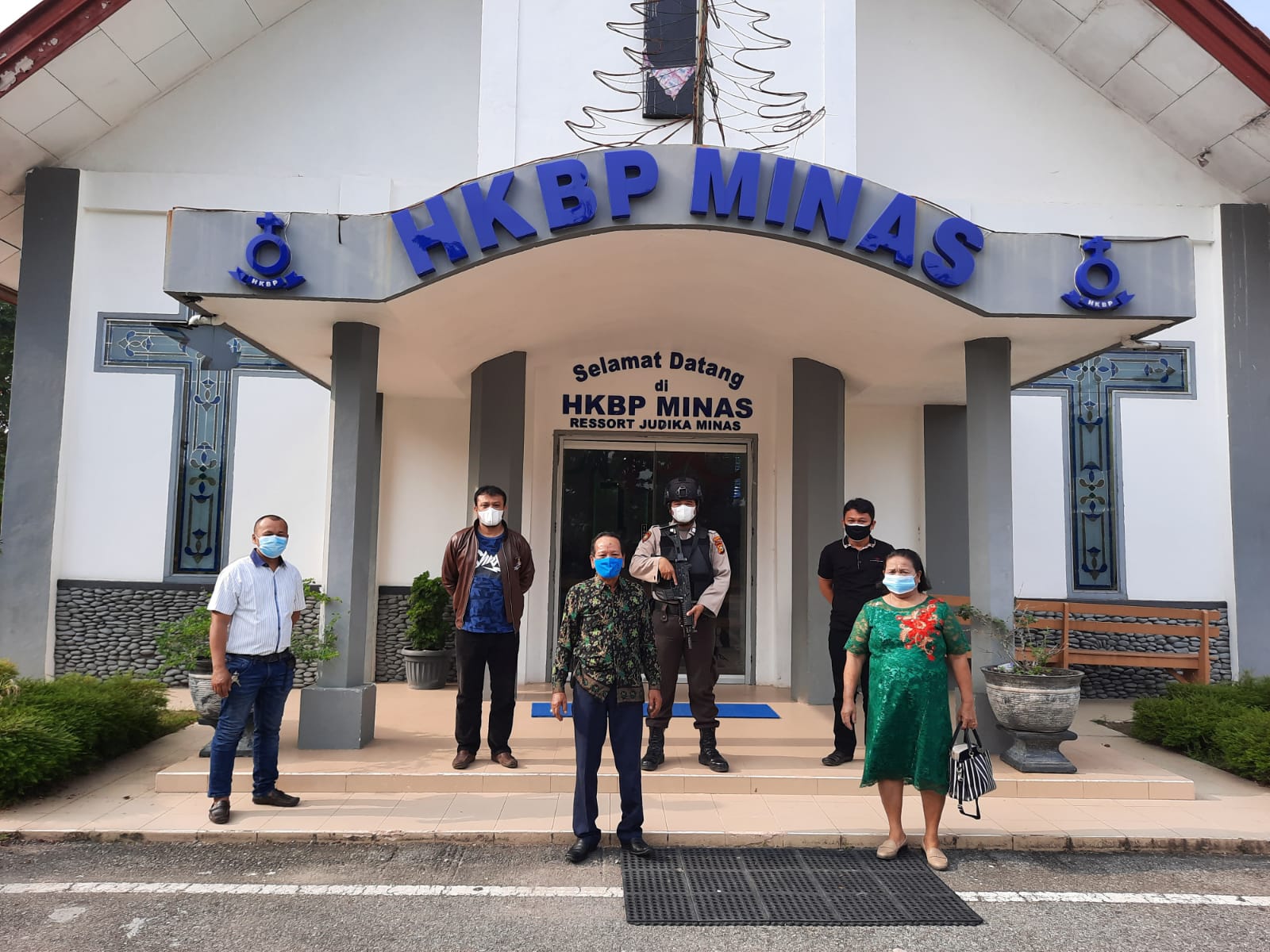 Polsek Minas Lakukan Pengamanan Ibadah Minggu & Pantau Penerapan Prokes Covid-19