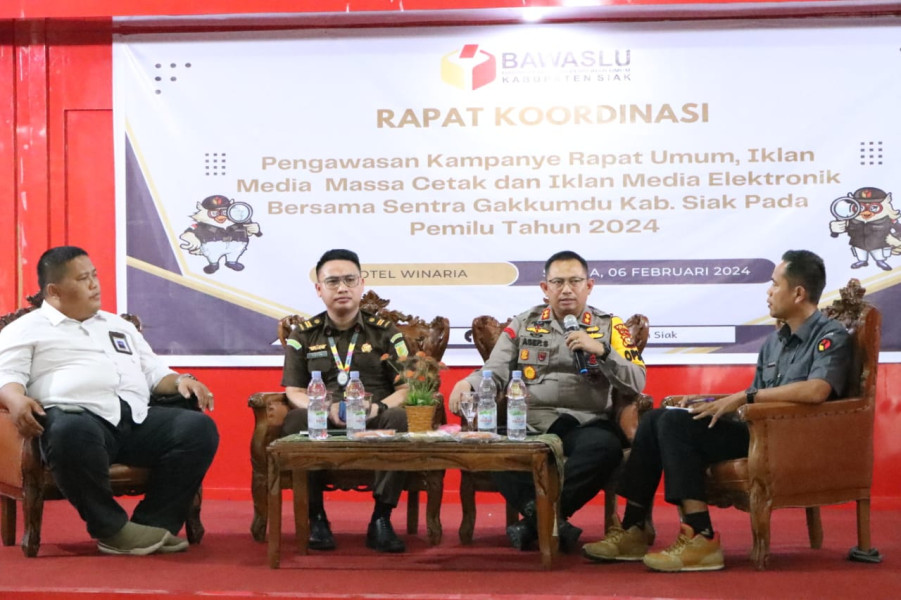 Jadi Narasumber Pada Rakor Bawaslu, Kapolres Siak Sampaikan Hal Ini Kepada Sentra Gakkumdu dan Panwascam