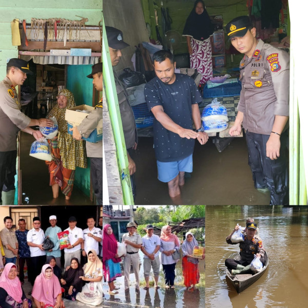 Cooling System Pemilu Damai 2024, Polsek Langgam Patroli & Monitoring Situasi Banjir