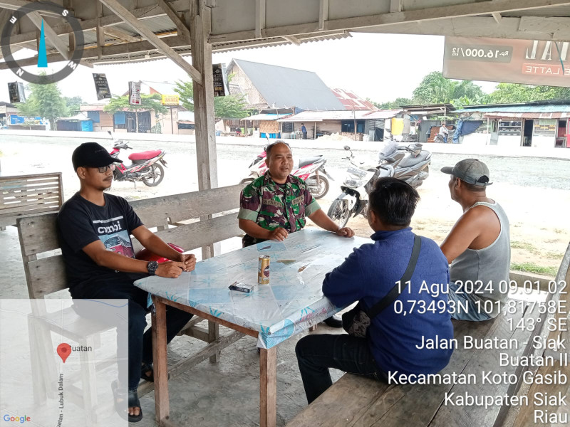 Penguatan Binter SKK Migas Pada Area Kerja PT BSP di Buatan, Babinsa Koramil 04/Perawang Rutin Lakukan Giat Patroli Serta Komsos