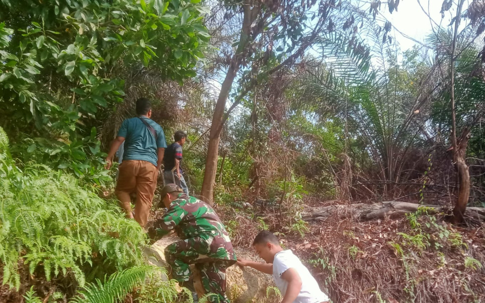Babinsa Kampung Mandiangin Serka Gopardin Dengan Tim Rutin Patroli Karlahut Bersama Warga Binaannya