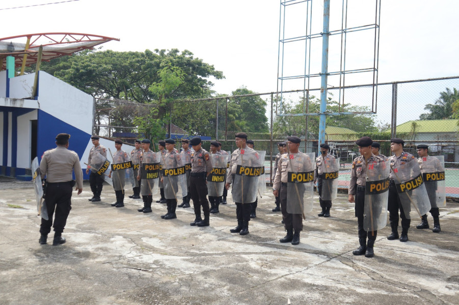 Polres Inhu Adakan Latihan Dalmas,  Siap Cegah Gangguan Kamtibmas Pilkada