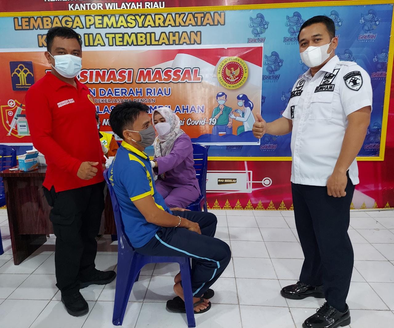BIN Daerah  & Kanwil Kemenkumham Riau Gelar Vaksinasi Warga Binaan Lapas Tembilahan