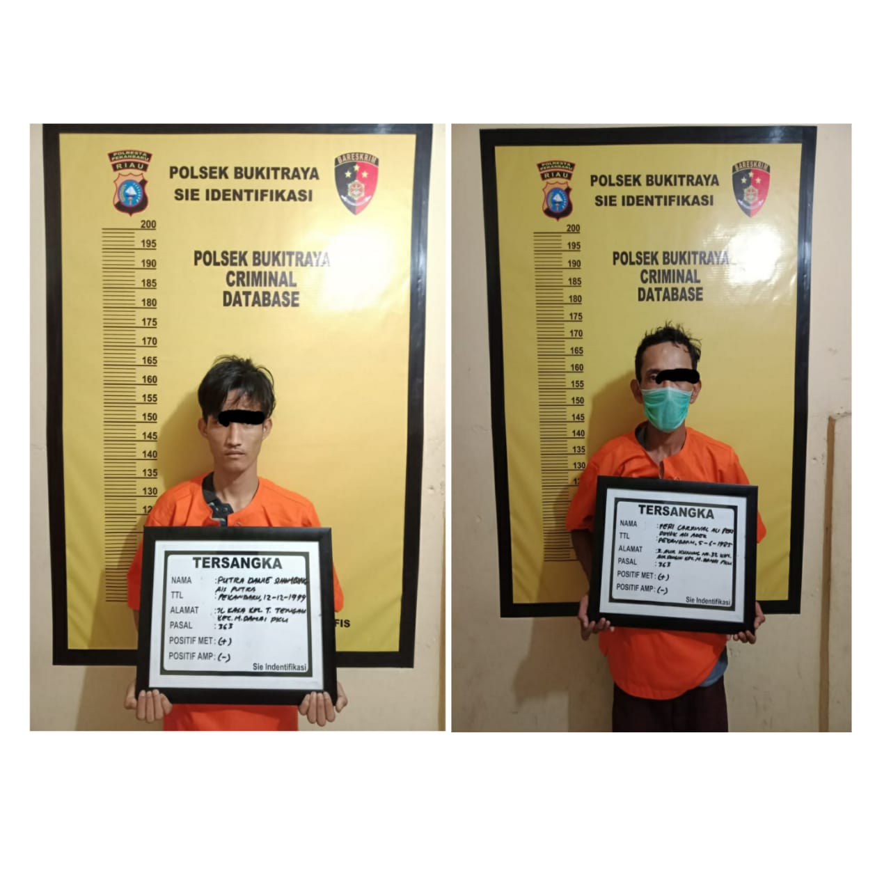 Dua Pelaku Spesialis Kejahatan Jalanan dan Curat Ditangkap Polsek Bukit Raya