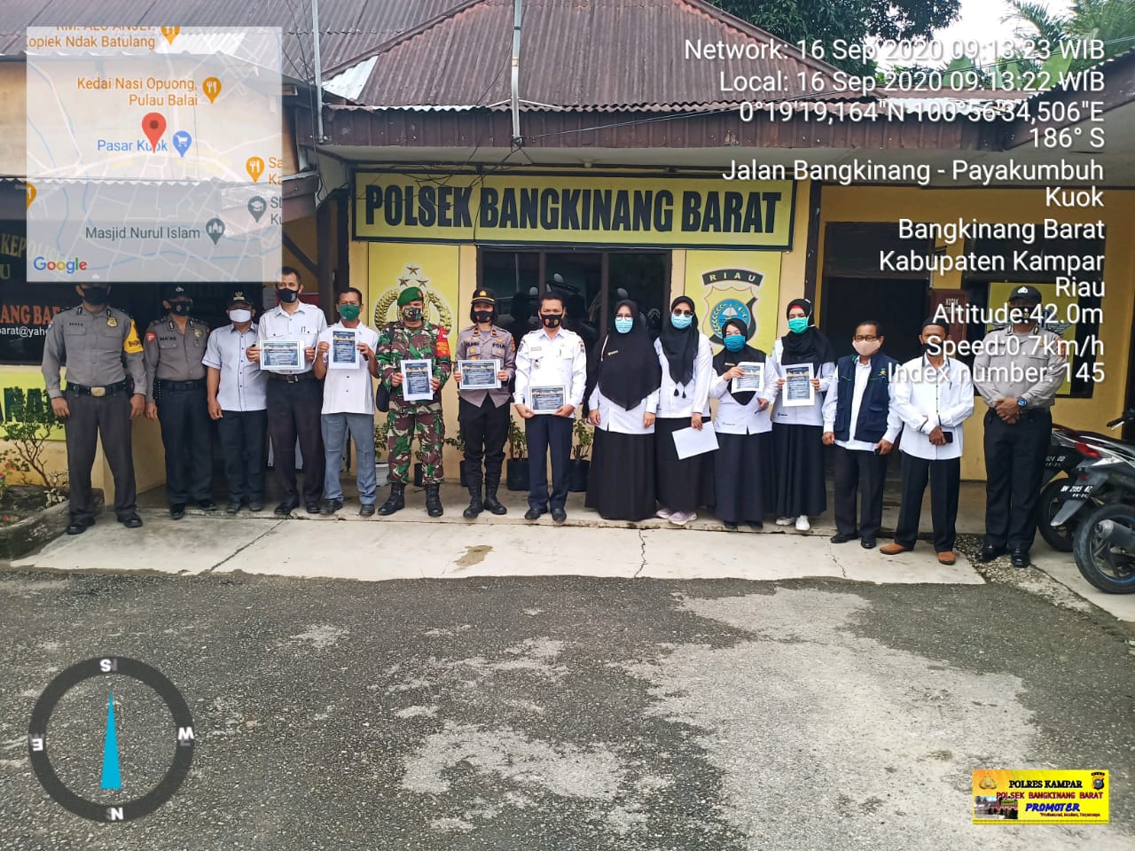 Polsek Bangkinang Barat Dibantu Tim Laksanakan Sosialisasi Perbup Kampar No 44 Tahun 2020