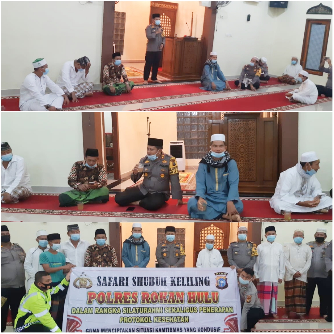 Kapolres Rohul & Jajaran Giat Sholat Subuh Berjamaah di Masjid Ar - Rahman Sialang Jaya