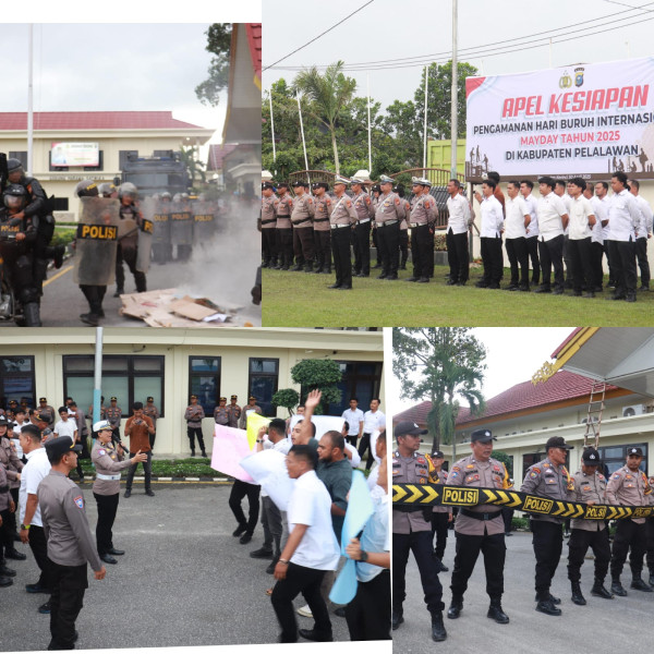 Kapolres Pelalawan Pimpin Apel Kesiapan May Day, Tunjukkan Komitmen Jaga Keamanan dan Hak Buruh
