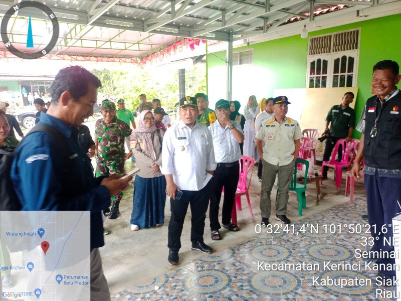 Kasdim 0322/Siak Dampingi Wabup Beserta Tim Lakukan Monitoring Pelaksanaan Pemilu 2024 di Kecamatan Kerinci Kanan