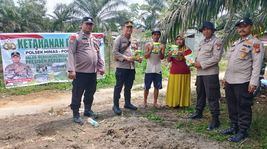 Polsek Minas Gencarkan Program Ketahanan Pangan, Tanam Jagung di Lahan Masyarakat