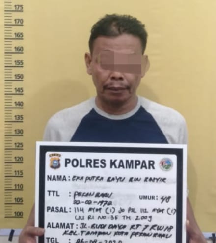 Seorang Pengedar Shabu Diringkus Resnarkoba Polres Kampar di Desa Sei Pinang Tambang