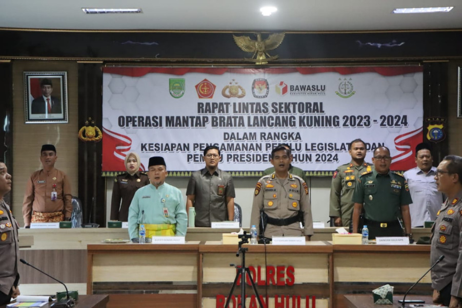 Jelang Pemilu, Plh Kapolres Rohul  Pimpin  Rapat Lintas Sektoral Operasi Mantap Brata Lancang Kuning 2023 - 2024