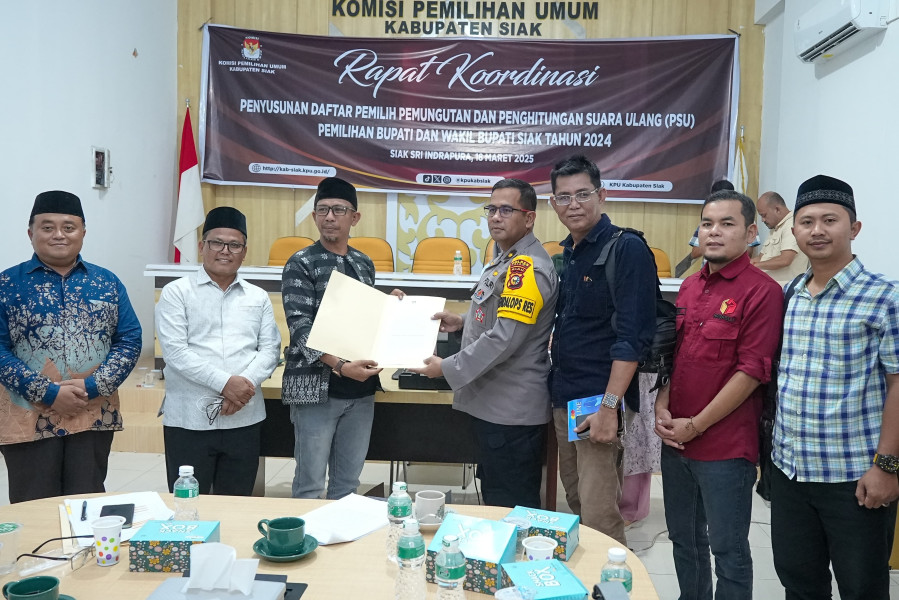 KPU Siak Tetapkan Daftar Pemilih di Tiga Tempat PSU Pilkada Siak Berjumlah 1.011 Pemilih