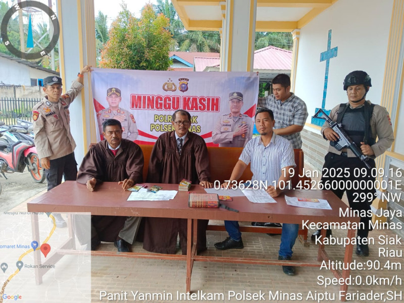 Melalui Giat Minggu Kasih, Polsek Minas Jalin Silaturahmi dengan Jemaat GKPI