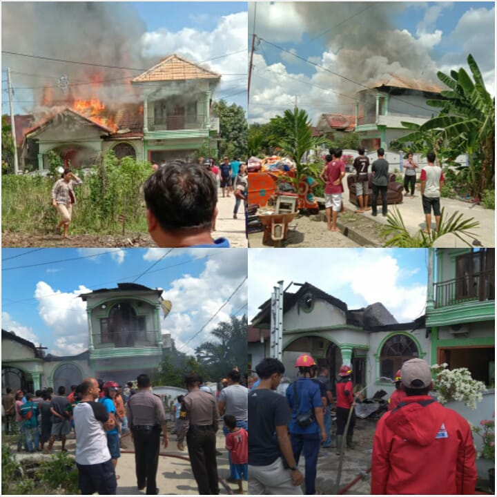 Diduga Konsleting Listrik Satu Unit Rumah Permanen Jl Sepakat Terbakar