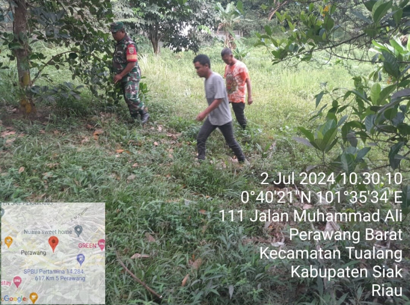 Bersama Warga Binaan, Sertu Venus Luberto Patroli Gabungan Rutin Antisipasi Karhutla di Kampung Perawang Barat
