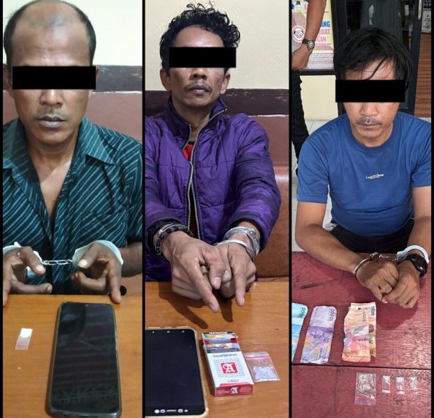 Dua Hari Beruntun, Polsek Minas Sikat Tiga Orang Pria Kurir Dan Bandar Sabu Sampai Ke Pekanbaru