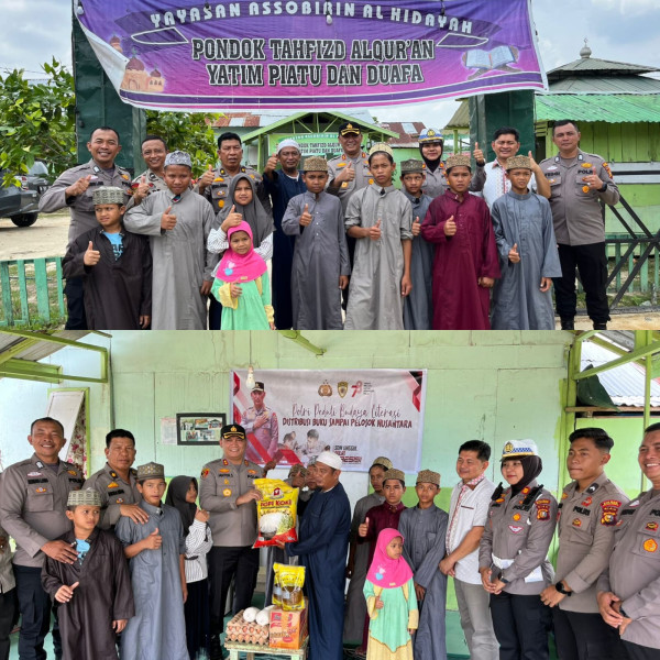 Peduli Budaya Literasi, Plh Kapolres Pelalawan Distribusikan Bantuan Buku dan Sembako