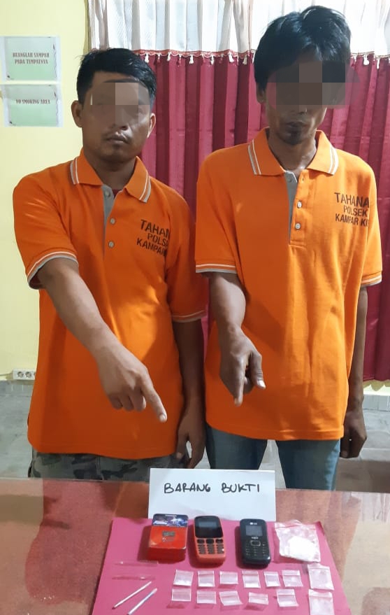 Polsek Kampar Kiri Kembali Tangkap 2 Pelaku Narkoba di Desa Kuntu
