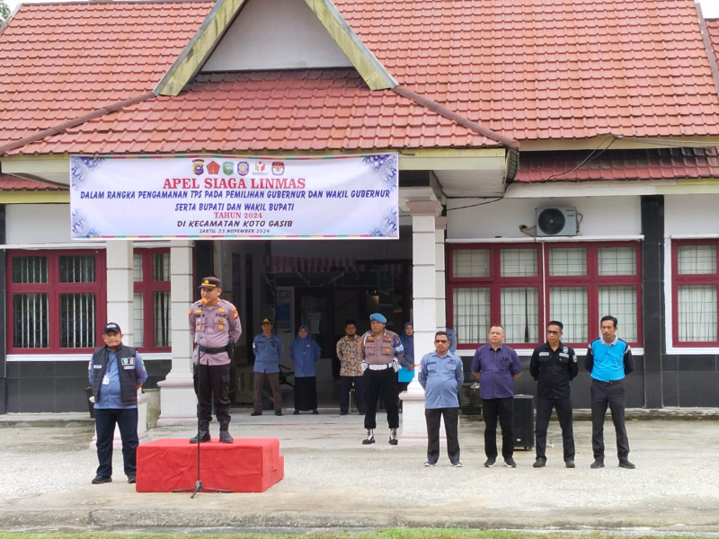 Kapolsek Koto Gasib Pimpin Aple Siaga, Linmas di Koto Gasib Siap Amankan Pilkada 2024