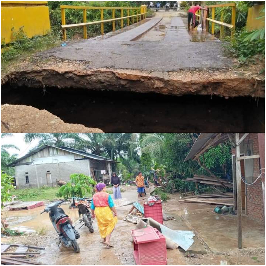 Duka Cita Disampaikan Ketua HM-RTB Bagi Korban Banjir di Desa Rambah Tengah Barat