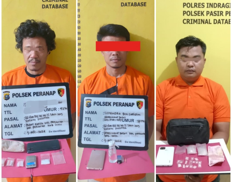 Polsek Peranap Bekuk 2 Pengedar Sabu dan Polsek Pasir Penyu Amankan 1 Tersangka