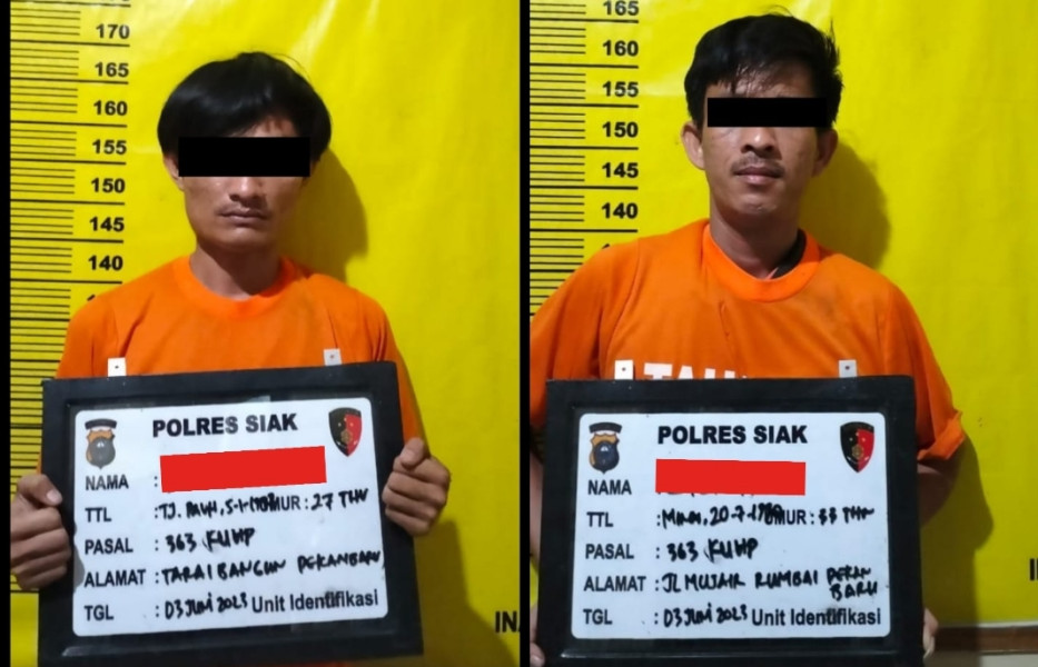 Nekat Gondol Uang Puluhan Juta Hasil Pengisian Top Up Jalan Tol, Dua Pria Ini Digelandang Ke-Mapolsek Minas Polres Siak Polda Riau