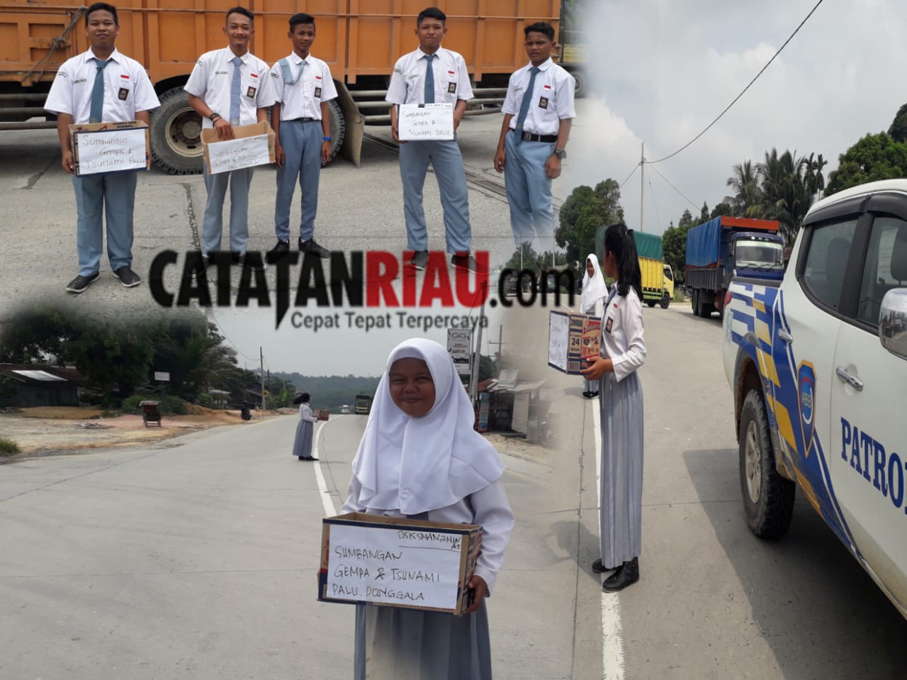 Sejumlah Siswa SMAN 02 Minas, Turun Kejalan Galang Dana Untuk Gempa & Tsunami Di Sulawesi