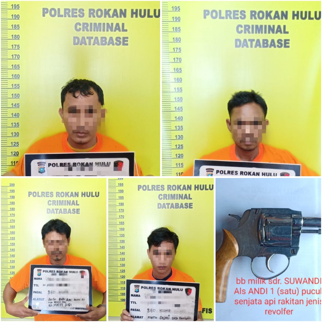 Polisi Ungkap Kasus Perampokan Bersenjata Api Di Rohul, 4 Pelaku Ditangkap