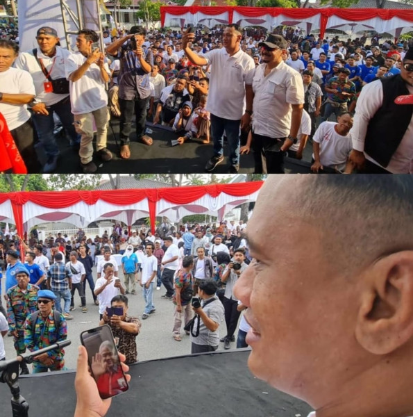 Ganjar Pranowo Sapa Iwan Pansa Dalam Deklarasi Relawan Gabungan Penggerak Pemenangan Ganjar Pranowo - Mahfud