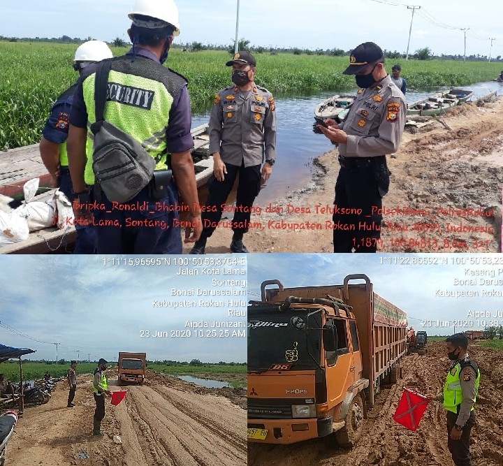 Kapolsek Lakukan Pengecekan Jalan Yang Rusak di Kecamatan Bonai Darussalam