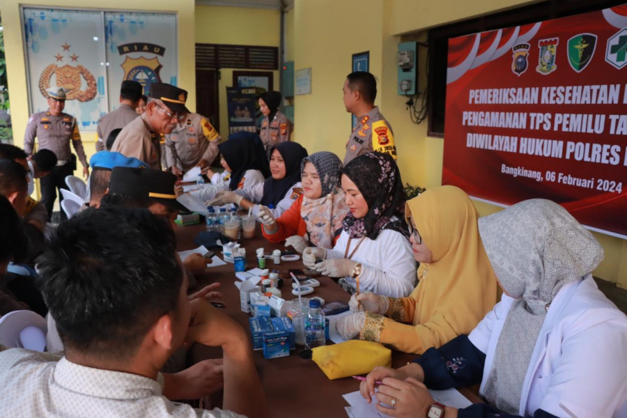 Jelang Pengamanan TPS Pemilu 2024, Personil Polres Kampar Jalani Pemeriksaan Kesehatan