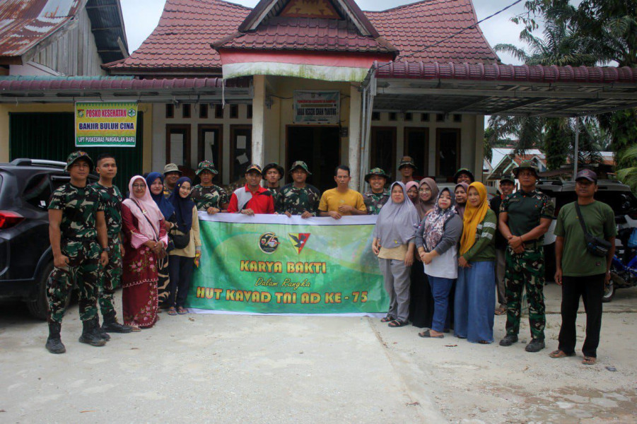 Digahayu Kavaleri TNI AD Ke - 75  KIKAV 6/RBT Kodam-I BB Laksanakan Karya Bakti / Gotong Royong Di Desa Buluhcina