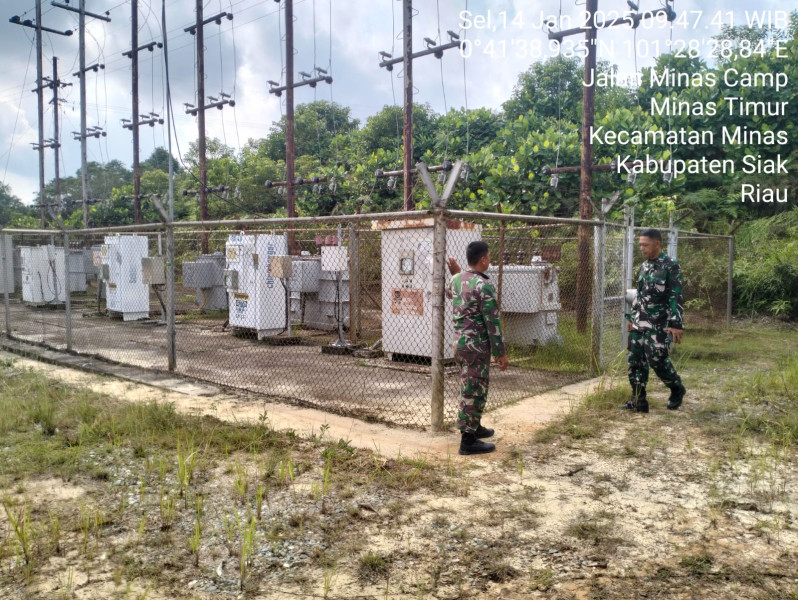 Babinsa Koramil 03/Minas Jaga Keamanan Sekitar OVN SKK Migas PT. PHR Sektor Korem 031/WB