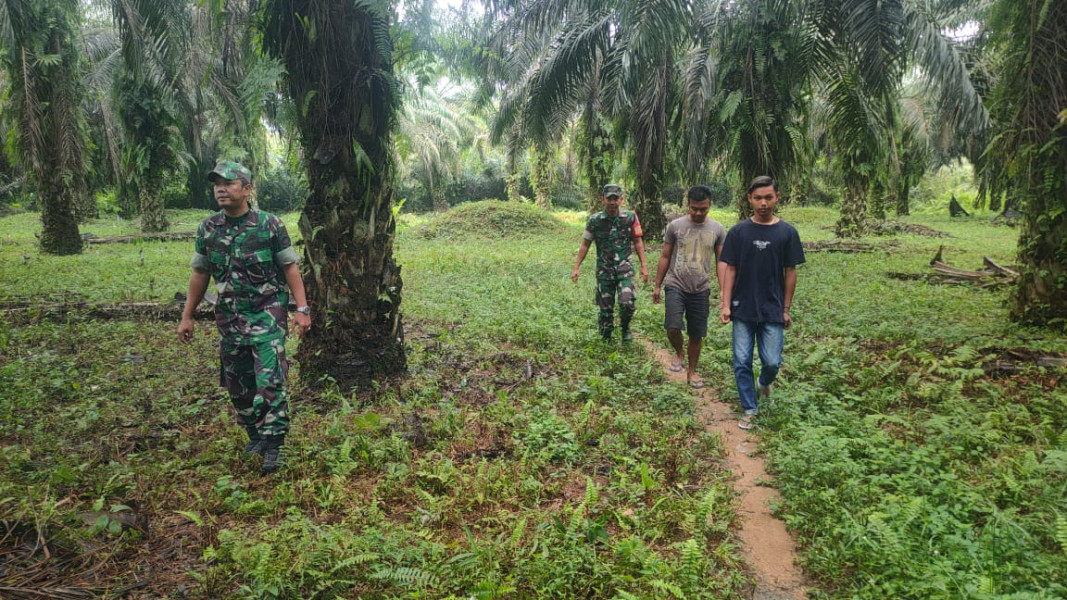 Antisipasi Karhutla di Perawang Barat, Babinsa Koramil 04/Perwang Ajak Masyarakat Giat Penanggulangan Karhutla Dengan Cara Berpatroli 