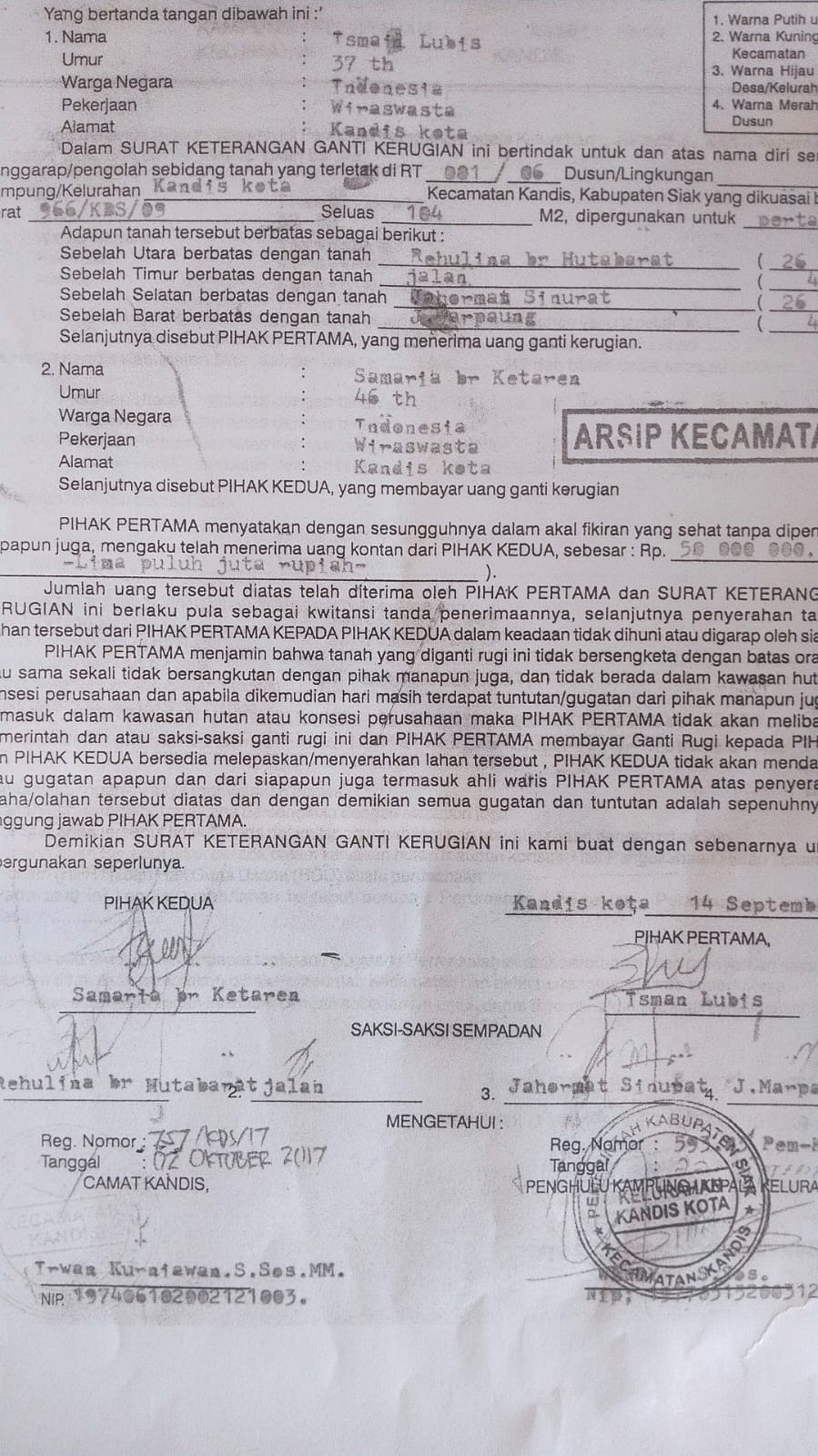 Pengumuman Kehilangan SKGR Atasnama Samaria Br Kataren