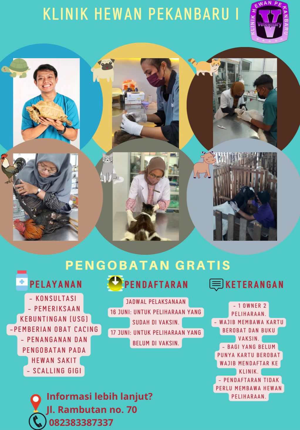 Kelinik Hewan Pekanbaru I di Jalan Rambutan No 69 Kembali Adakan Pengobatan Gratis