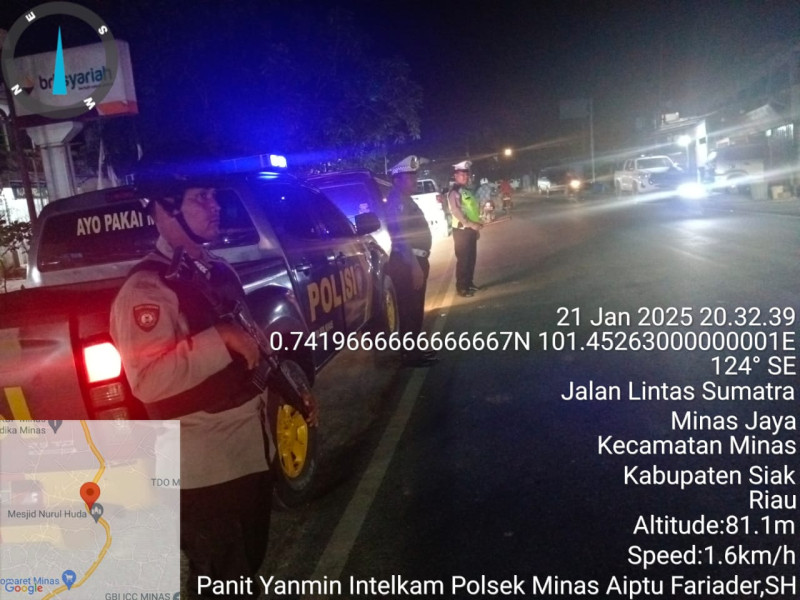 Jaga Kamtibmas, Polsek Minas Tingkatkan KRYD dan Patroli Blue Light