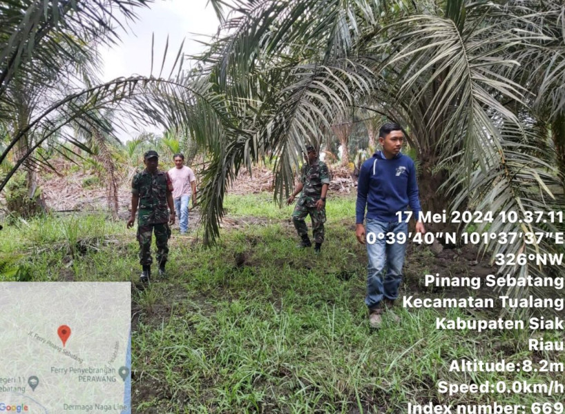 Babinsa Serda Deddy H dan Kopda L.Sigalingging, Ajak Warga Binaan Patroli Gabungan Rutin Untuk Antisipasi Karhutla di Kampung Pinang Sebatang