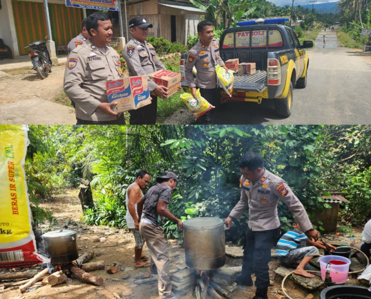 Respon Cepat, Kapolsek Rambah Tinjau Lokasi Banjir Di Wilayah Hukumnya